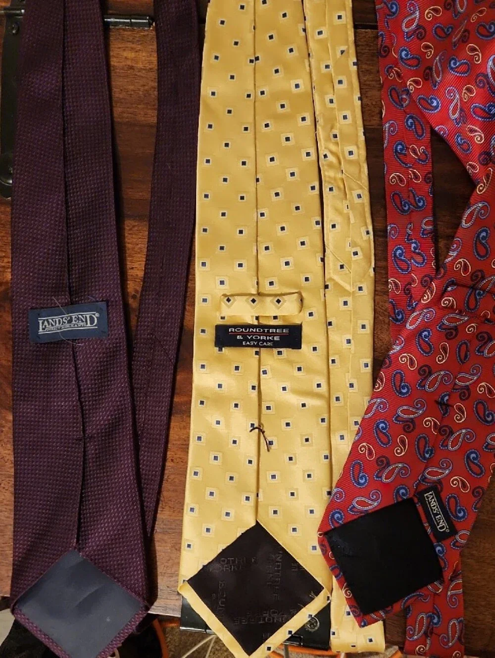 Three Men's Silk Ties - Land's End, Roundtree & York